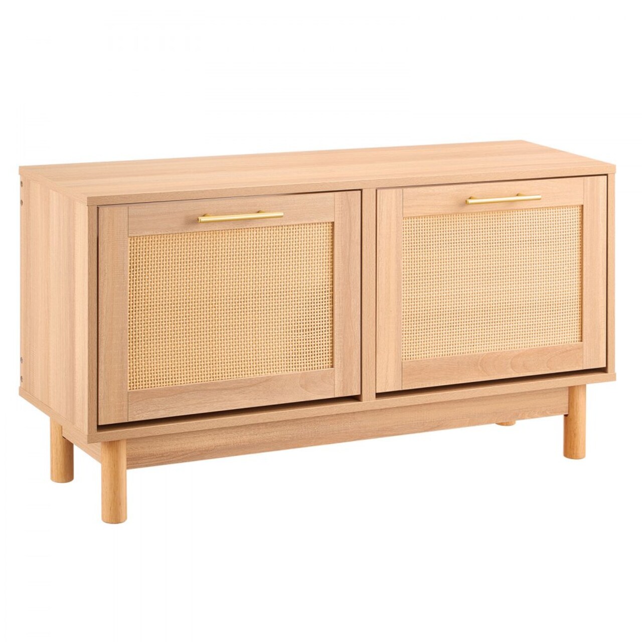 Flip Top Shoe Storage Bench Cabinet with Rattan Accent with Seating for Entryway or Hallway